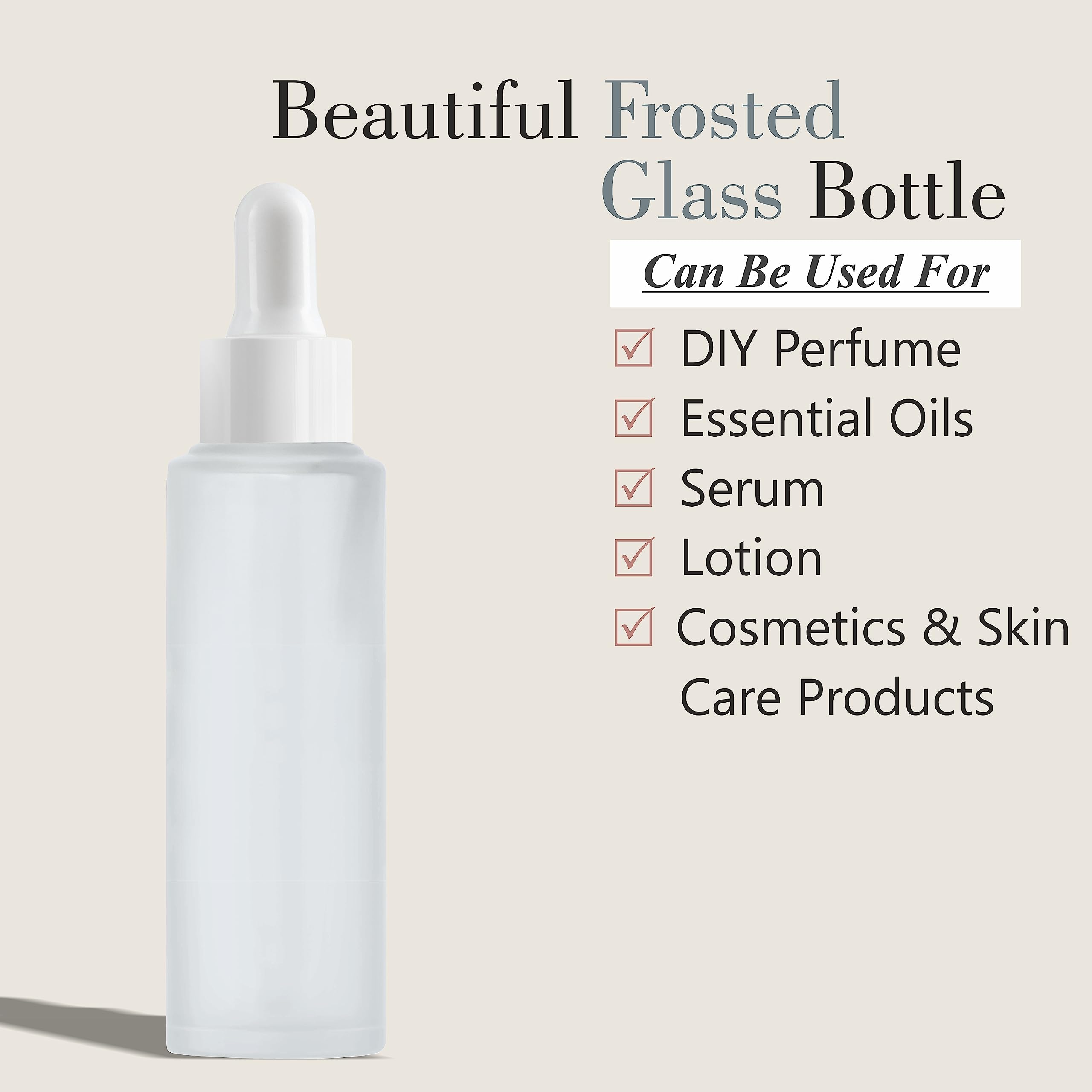 Premium Frosted Glass Dropper Bottles (3-Pack) - Essential Oil, Perfume & Serum Storage Containers with White Dropper Caps - Perfect for DIY Beauty, Aromatherapy & Travel Size Liquids