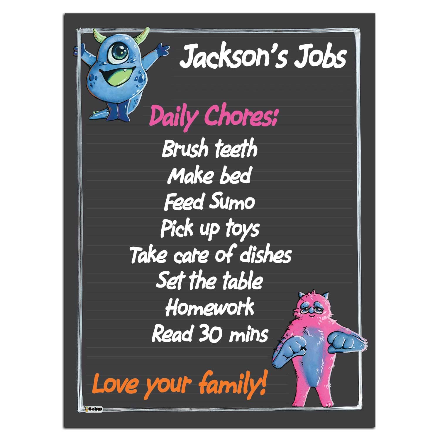 Monster Theme Magnetic Chalkboard with 3 Liquid Chalk Markers - 12x16 Inch Magnetic Dry Erase Board for Kids, Includes Pink Blue Green Chalk Art - Perfect for Classroom, Home Schooling & Kids Room Decor