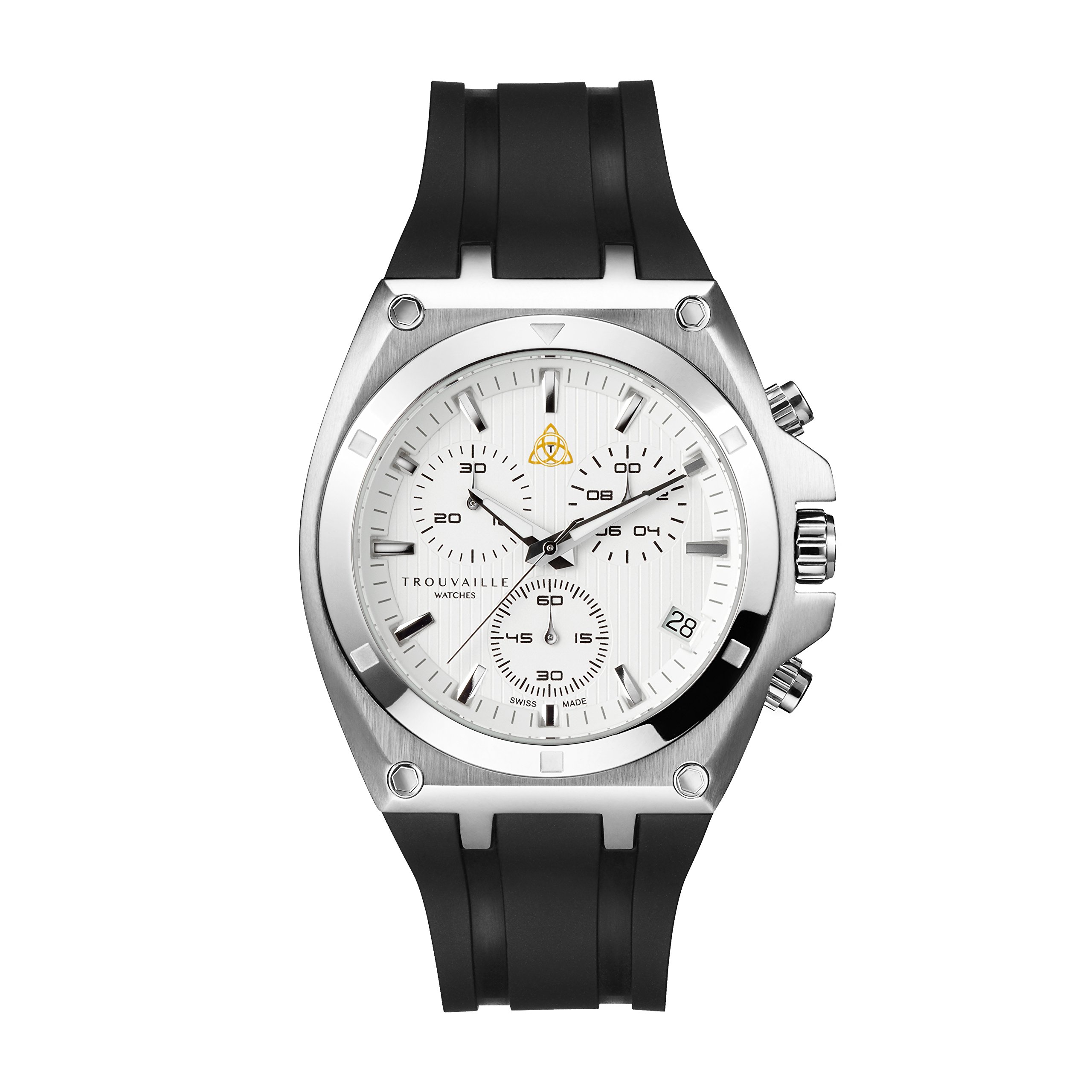 Trouvaille Luxury White Chronograph Watch for Men & Women - Elegant Dress Watch for Business, Formal Events & Everyday Wear