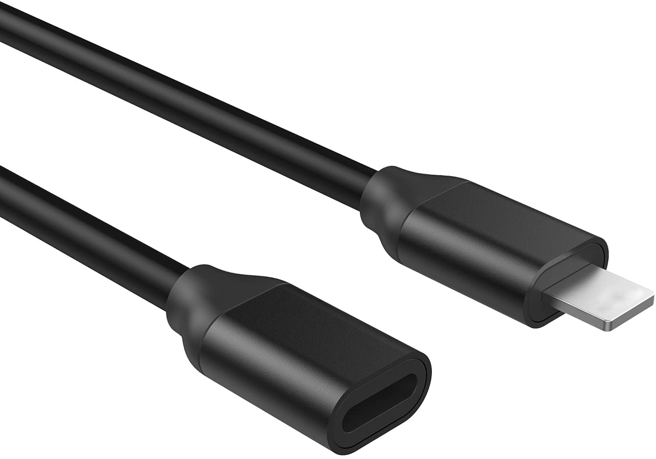 DingZan 3.3ft Black Lightning Extension Cable - iOS Male to Female Extender for Audio, Video, Data & Charging | Compatible with iPhone, iPad, iPod | Perfect for Home, Office & Travel Use