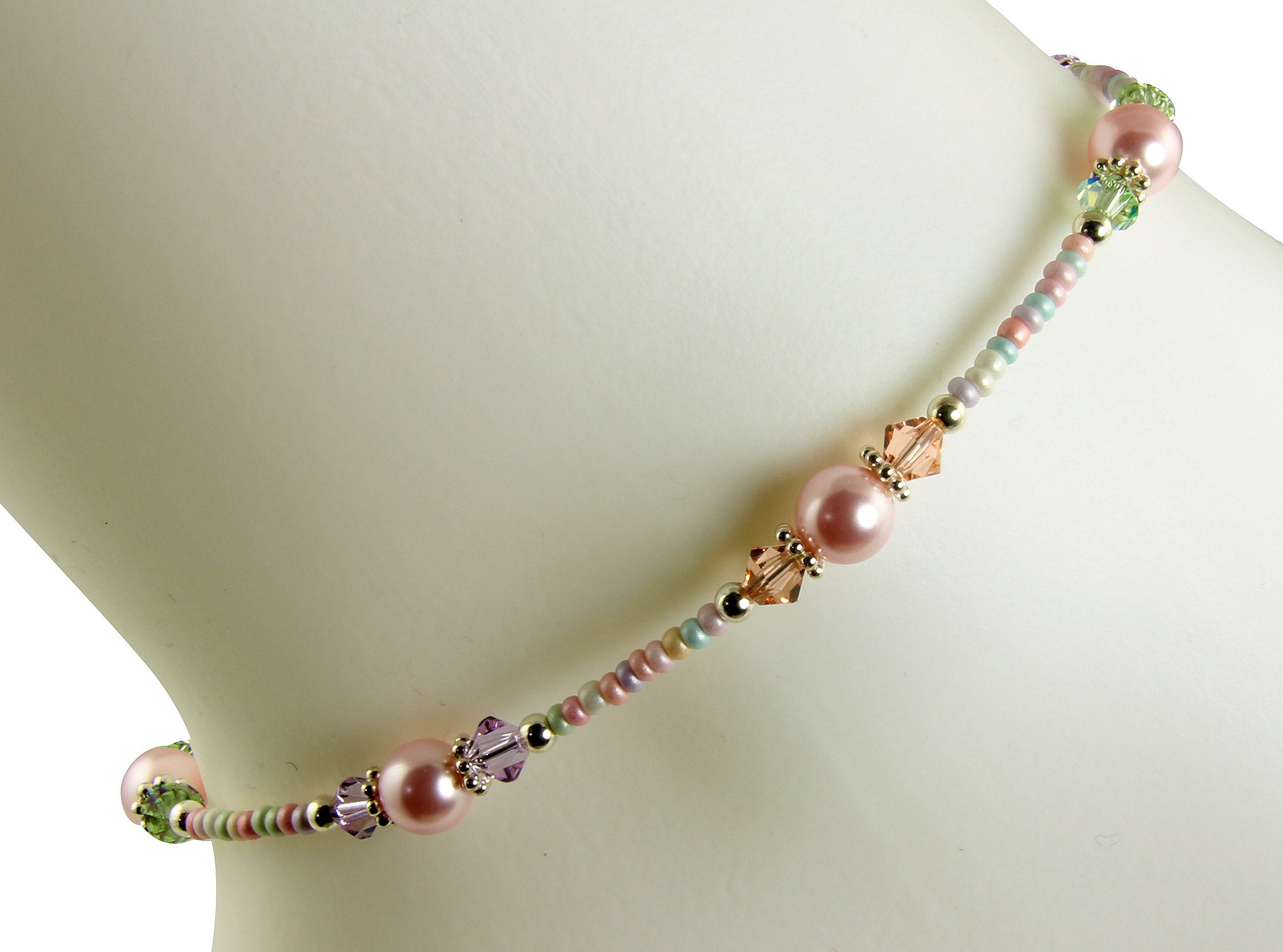Elegant Spring Pink Pearl Beaded Anklet for Women - Dainty Foot Jewelry for Beach, Wedding & Summer Outfits