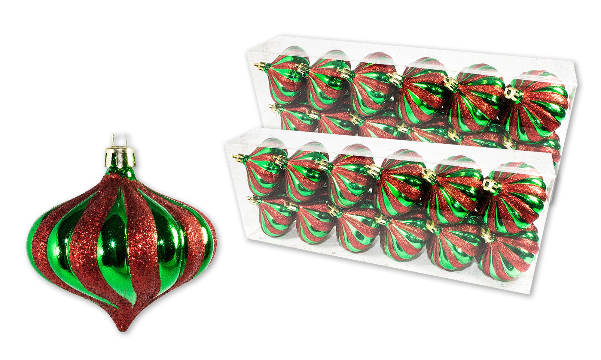 24 Pack Red and Green 2.75 Inch Christmas Ornament Onions - Perfect for Holiday Tree Decorations, Party Favors and Festive Home Decor