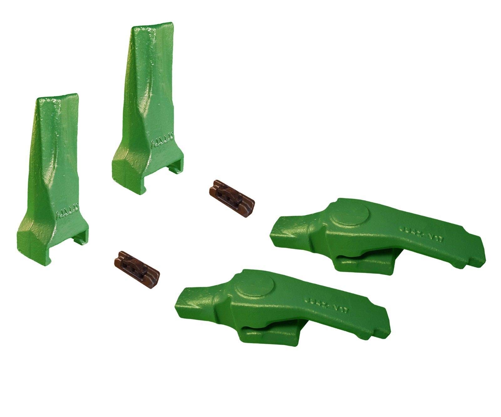 2 Pack Esco Style Super V Bucket Shanks & Dirt Teeth with Pins - 8842-V17 & V17TYL - Heavy Duty Excavator Attachments for Construction & Mining Operations
