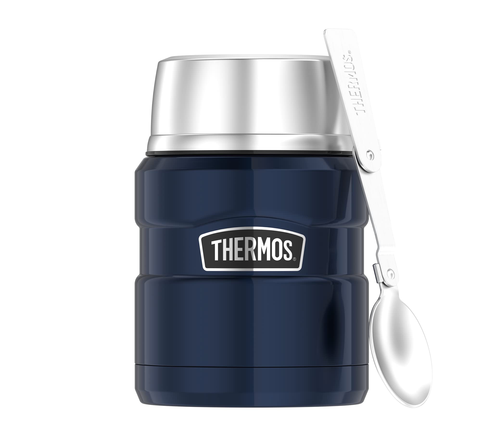 THERMOS Stainless Steel Food Container 0.47L - Vacuum Insulated Lunch Box for Office, School & Picnics - Leakproof Bento Box (9.3x9.3x14.2cm) - Blue