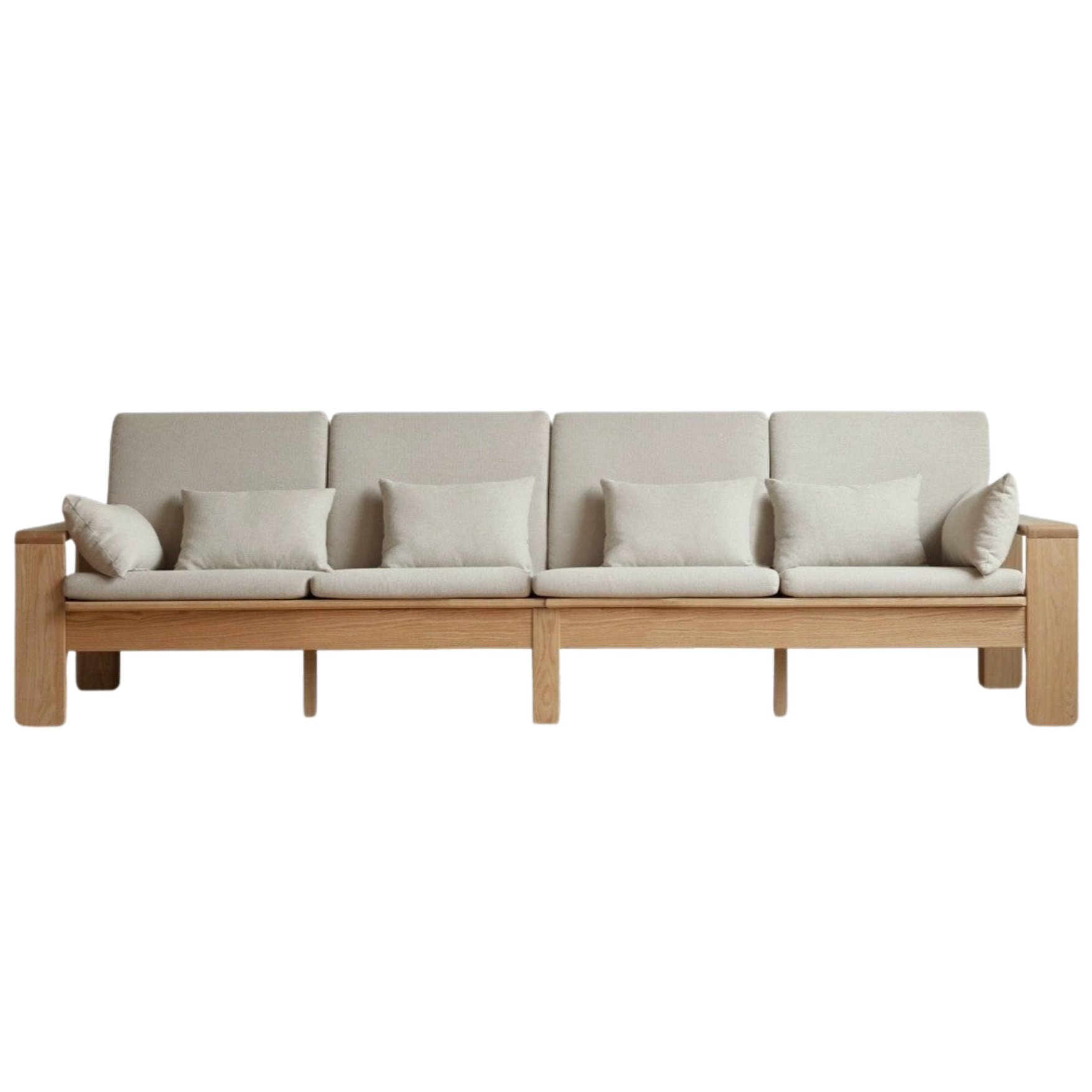 Modern Nordic Fabric Sofa - Solid Oak Wood Frame - Stylish & Durable Living Room Furniture for Small Spaces & Apartments