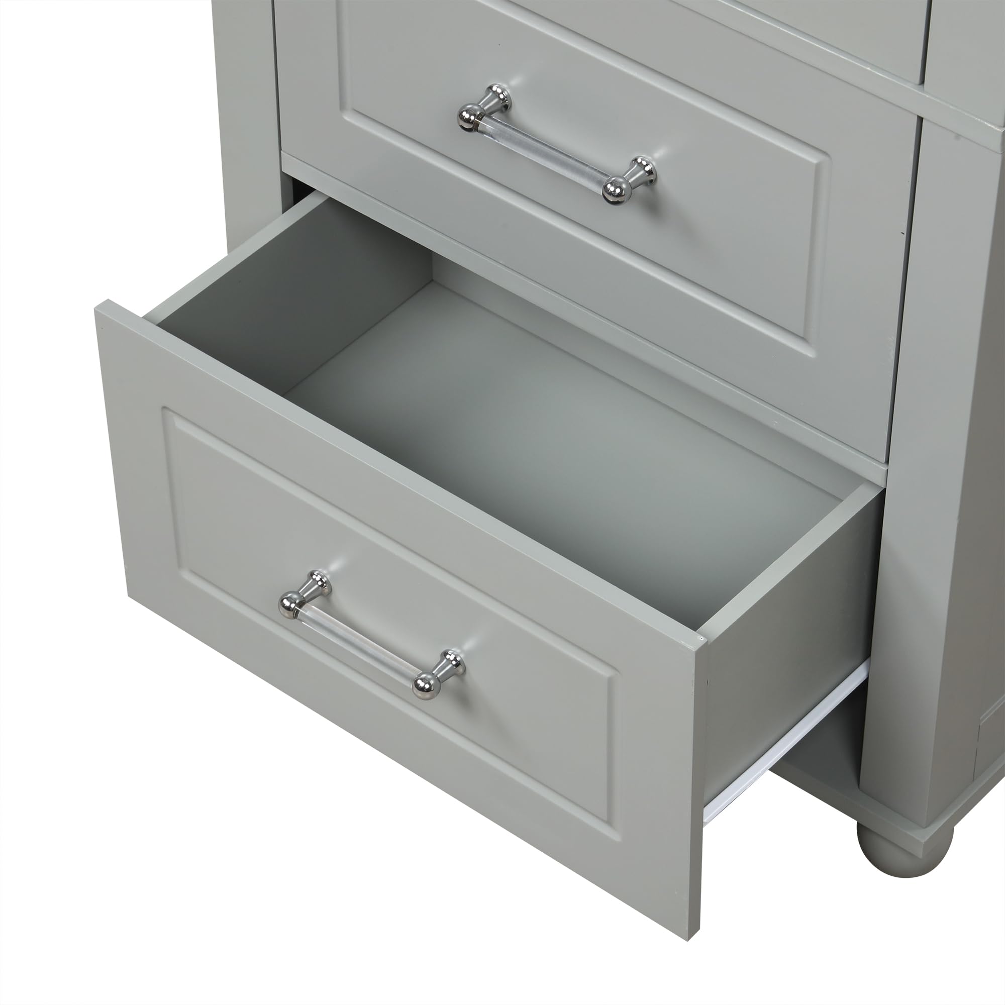 Tall Narrow Storage Cabinet with 2 Drawers & 2 Adjustable Shelves - Freestanding Wood Organizer for Bathroom, Kitchen, Office - Space Saving Grey Cabinet (Perfect for Small Spaces, Apartment Storage & Home Organization)