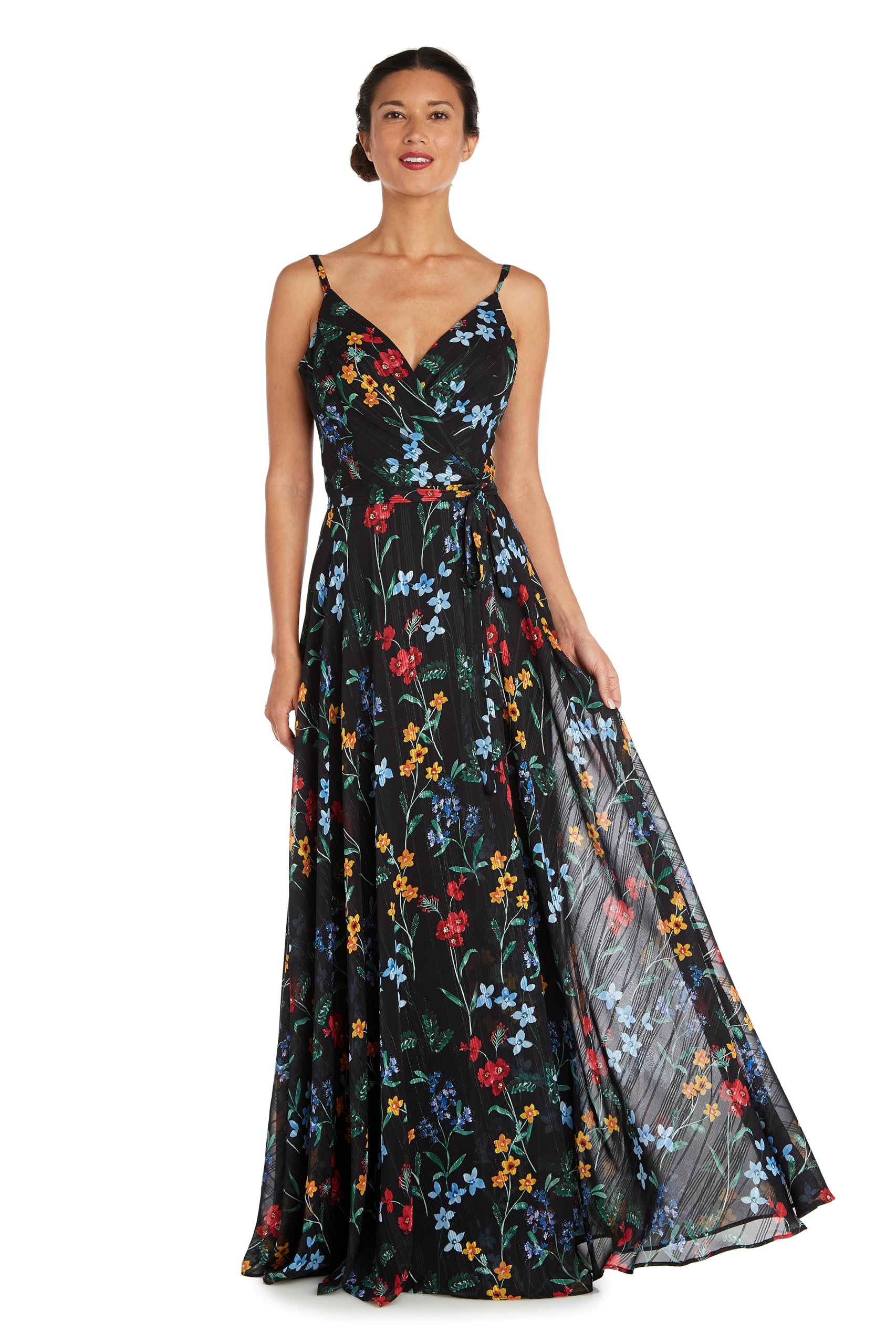 Nightway Floral Print Maxi Dress with Spaghetti Straps - Summer Beach Wedding Dress for Women, Boho Chic Party Dress for Vacation & Date Night