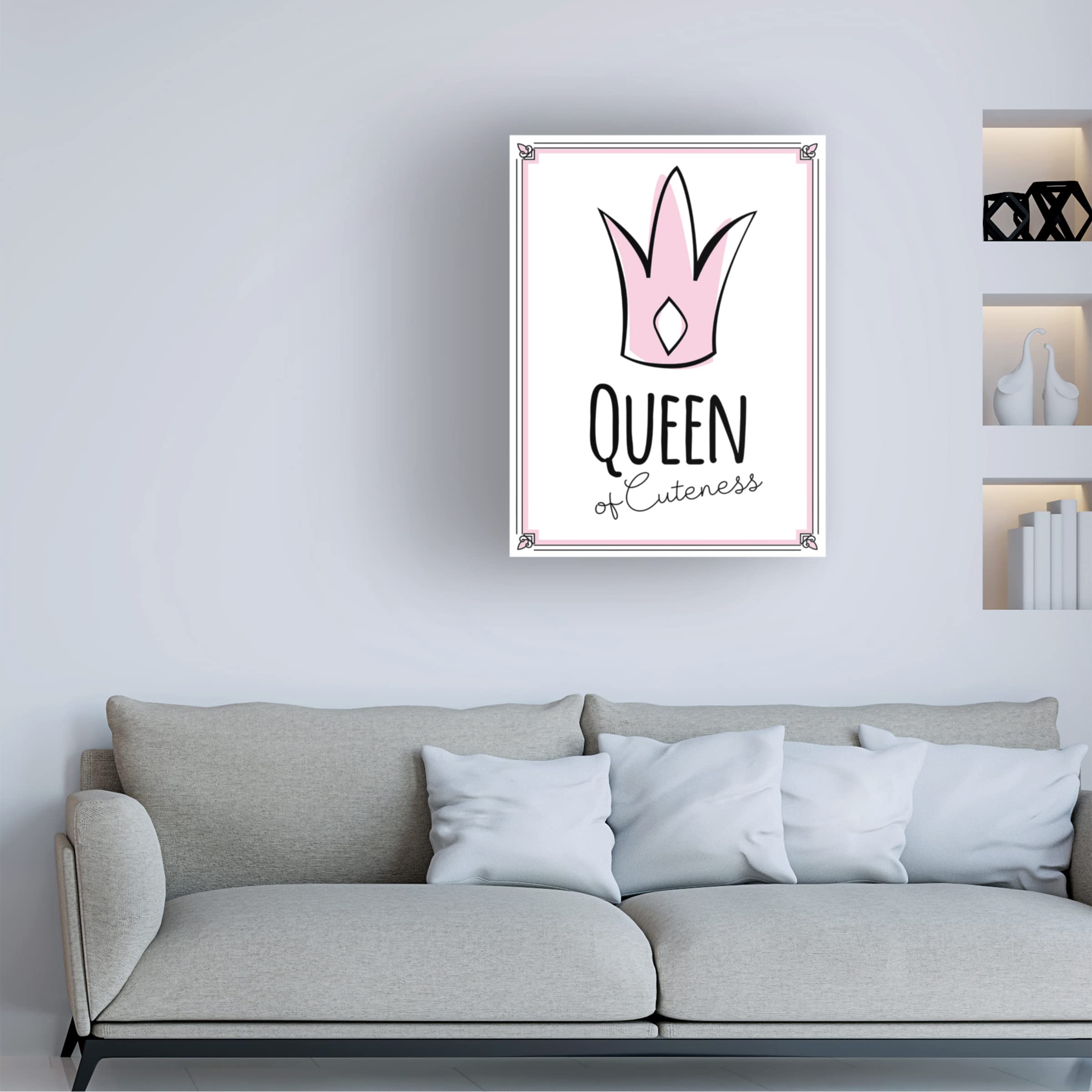 Trademark Fine Art 'Queen of Cuteness' Canvas Wall Art by Ayse - Kawaii Home Decor for Bedroom, Living Room & Office