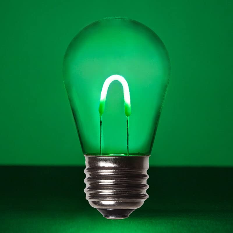 Wintergreen S14 LED Edison Bulbs - Shatterproof Polyflex PET Green FlexFilament Bistro Lights for Backyard, Patio & Outdoor Decor | Energy Efficient Vintage String Lighting