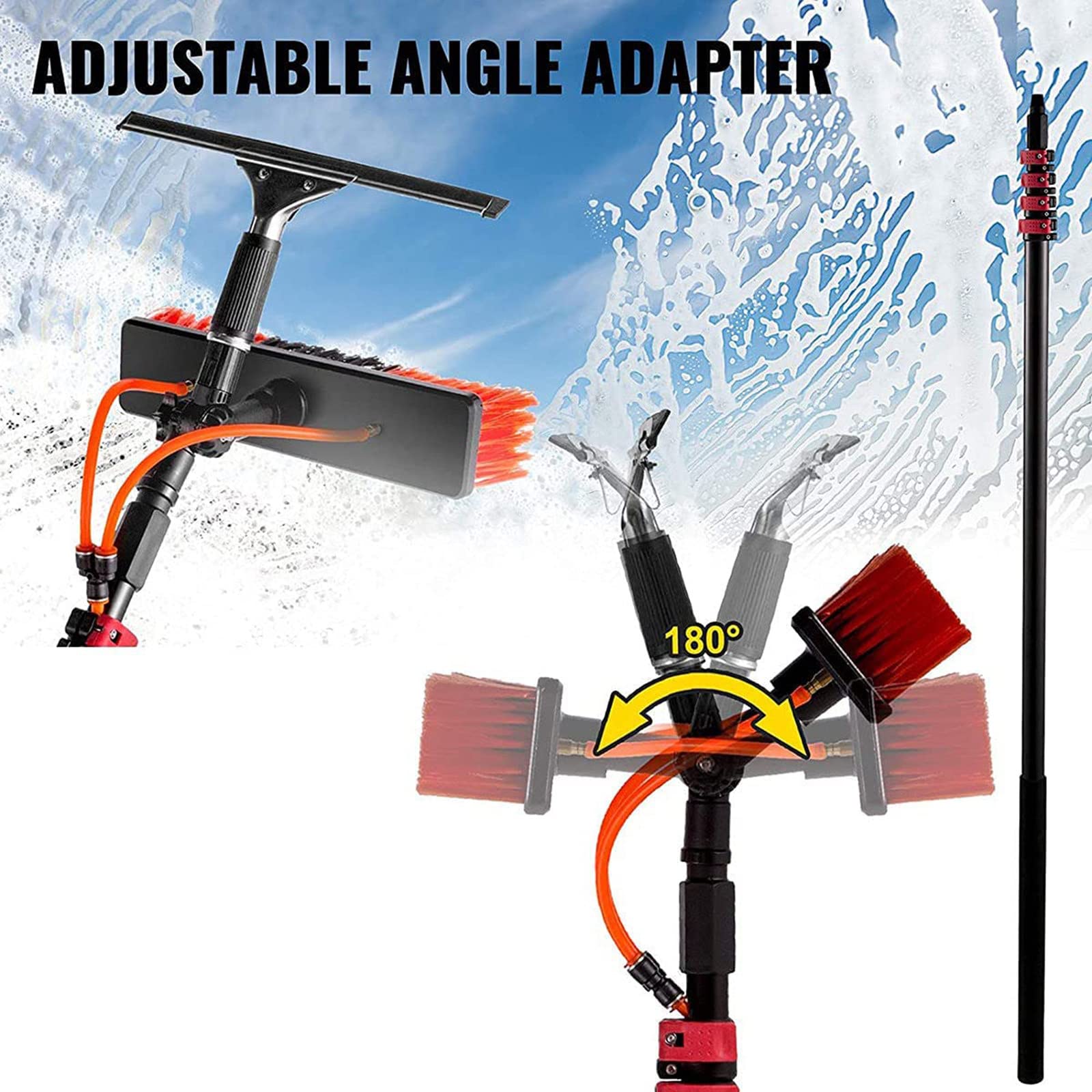 **12FT Telescopic Water Fed Pole Kit - Window Cleaning Brush for Solar Panels & High Windows, Outdoor Glass Washer Wand with Extension Pole, Perfect for Home & Commercial Use**