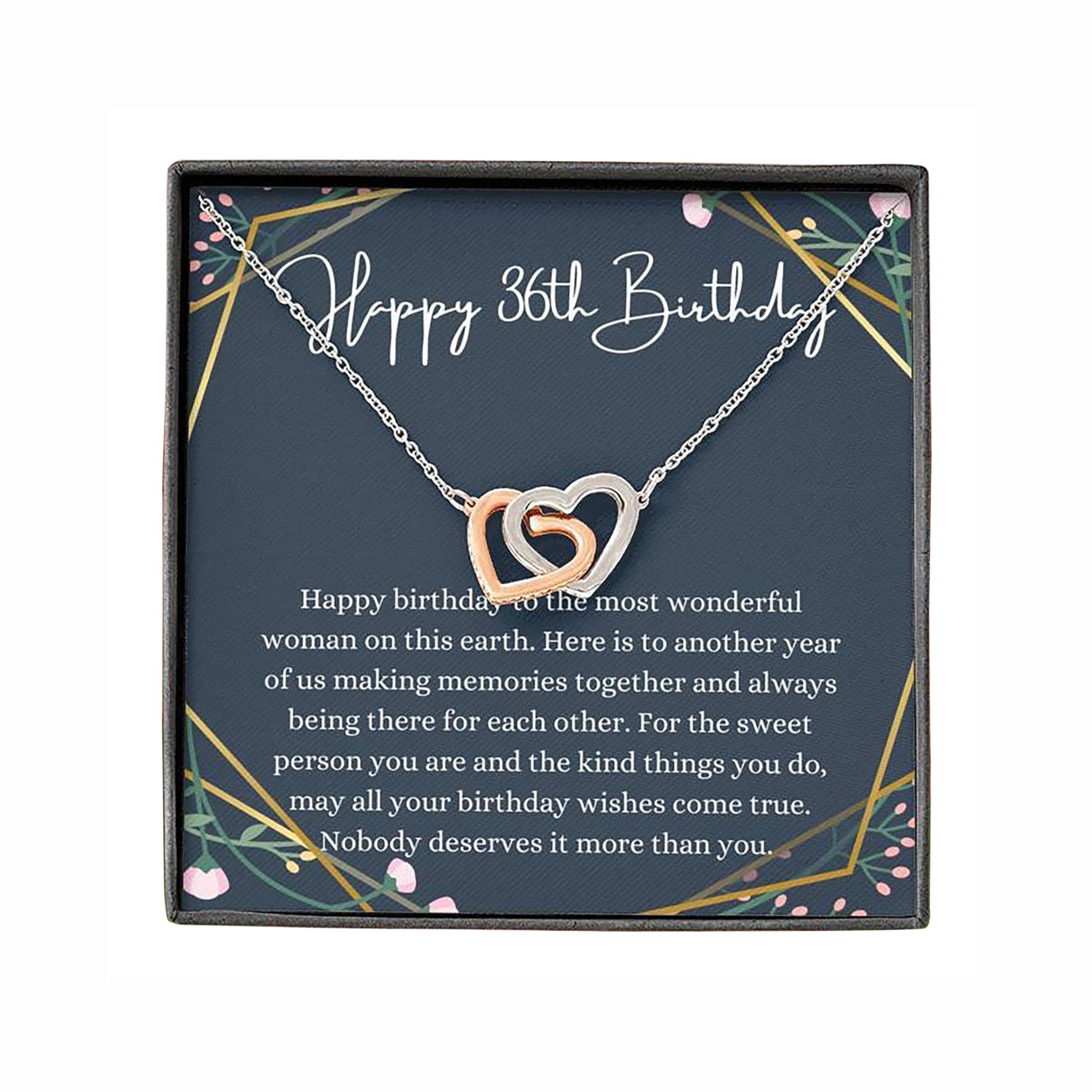 Handmade Personalized Interlocking Hearts Necklace with Message Card - Unique 36th Birthday Gift for Women, 36 Year Old Birthday Girl | Romantic Jewelry for Anniversary, Valentine's Day & Special Occasions