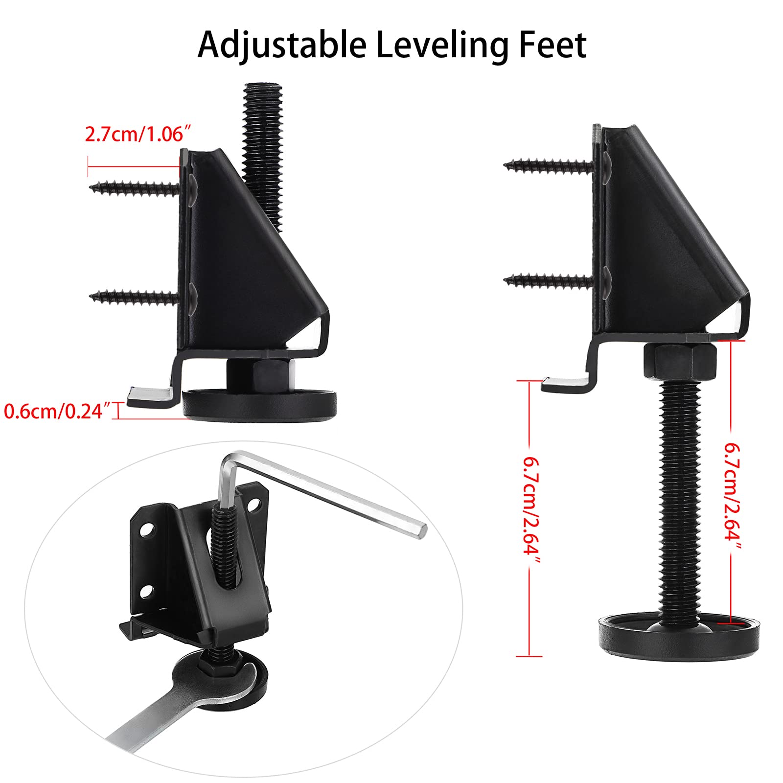BTSKY 4 Pack Heavy Duty Adjustable Furniture Leveling Feet with Hexagon Nuts - Black Furniture Legs for Chairs, Tables, Cabinets, Workbenches & Shelving Units | Perfect for Uneven Floors & Home Office Setup