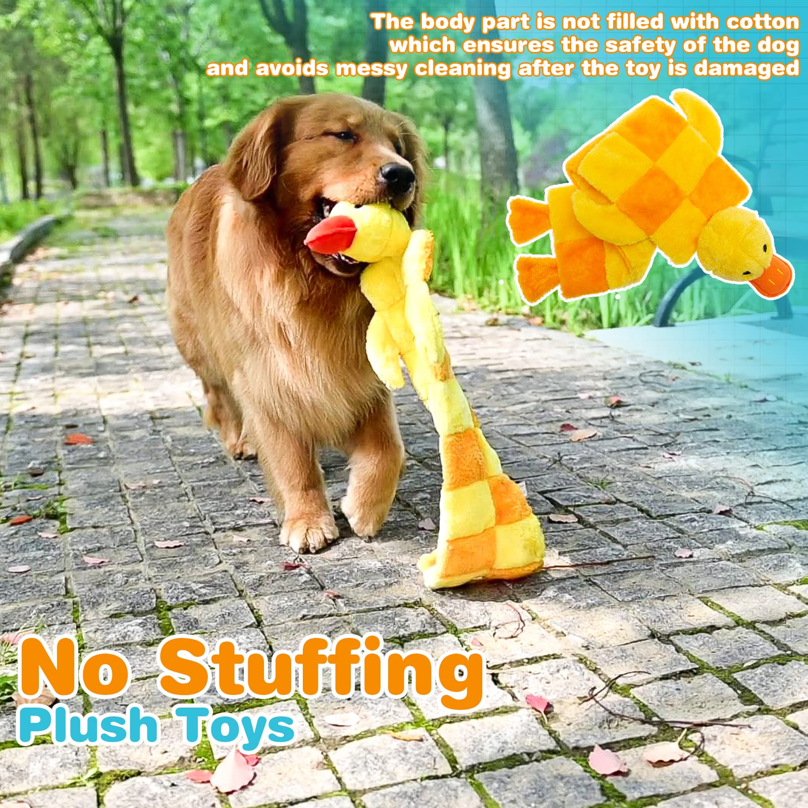 Mihachi 16 Pack Squeaky Dog Toys - No Stuffing Plush Chew Toys for Small Medium Large Dogs - Durable Duck Squeaker Mat for Puppies & Adult Dogs - Perfect for Playtime, Training & Teething Relief