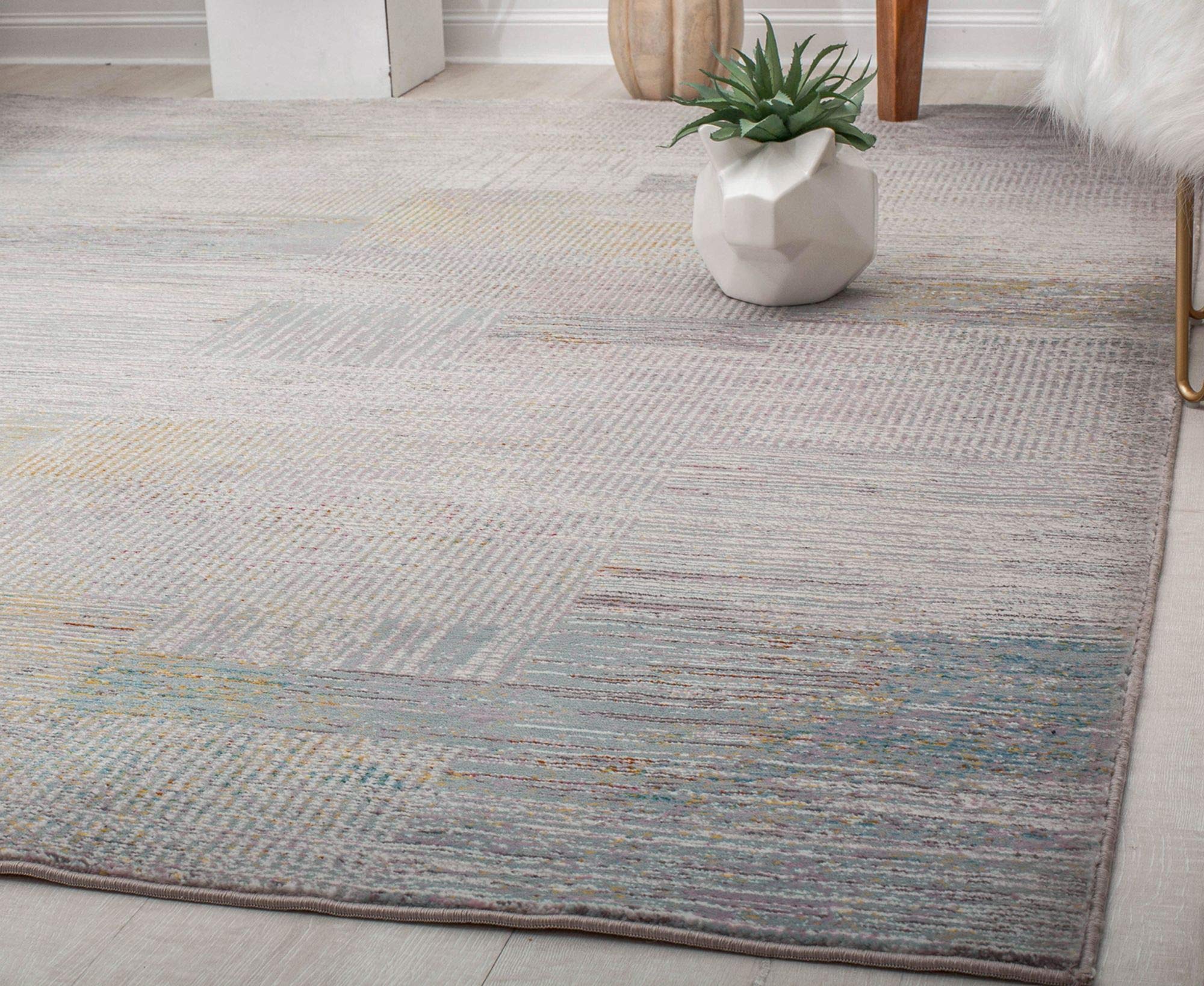 CosmoLiving by Cosmopolitan Melyna MA15A Revere Pewter Contemporary Abstract Area Rug 8' x 10' - Modern Home Decor for Living Room, Bedroom & Office - Soft & Durable Indoor Rug for High Traffic Areas