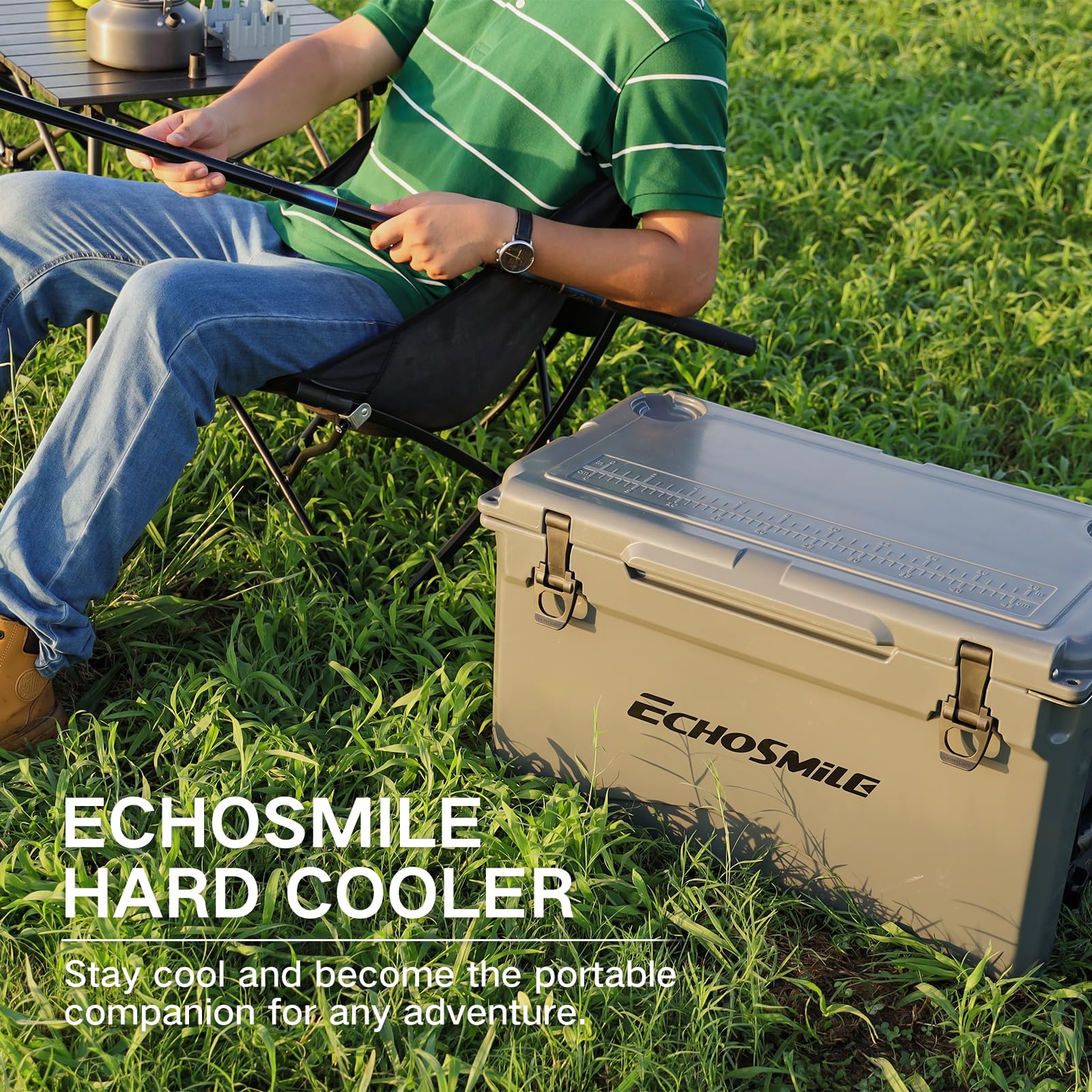 EchoSmile 25/30/35/40/60/75 Quart Rotomolded Cooler - Heavy Duty & Durable for Outdoor Adventures, Camping, Fishing, and Road Trips