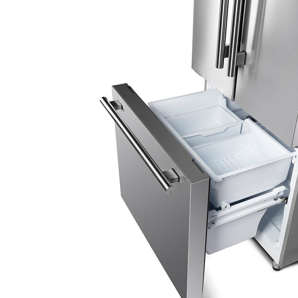 Forno Gallipoli 31 Inch 17.5 Cubic Feet French Door Refrigerator with Built-In Ice Maker - Stainless Steel (FFFFD1974 31SB) - Perfect for Modern Kitchens, Restaurants & Open-Concept Living Spaces