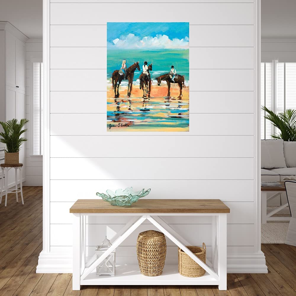 Horses on the Beach Fine Art Canvas Wall Decor by Jane Slivka - 42x56 Inch Ready to Hang Painting for Living Room, Bedroom, Office & More - Coastal Home Decor & Beach House Wall Art