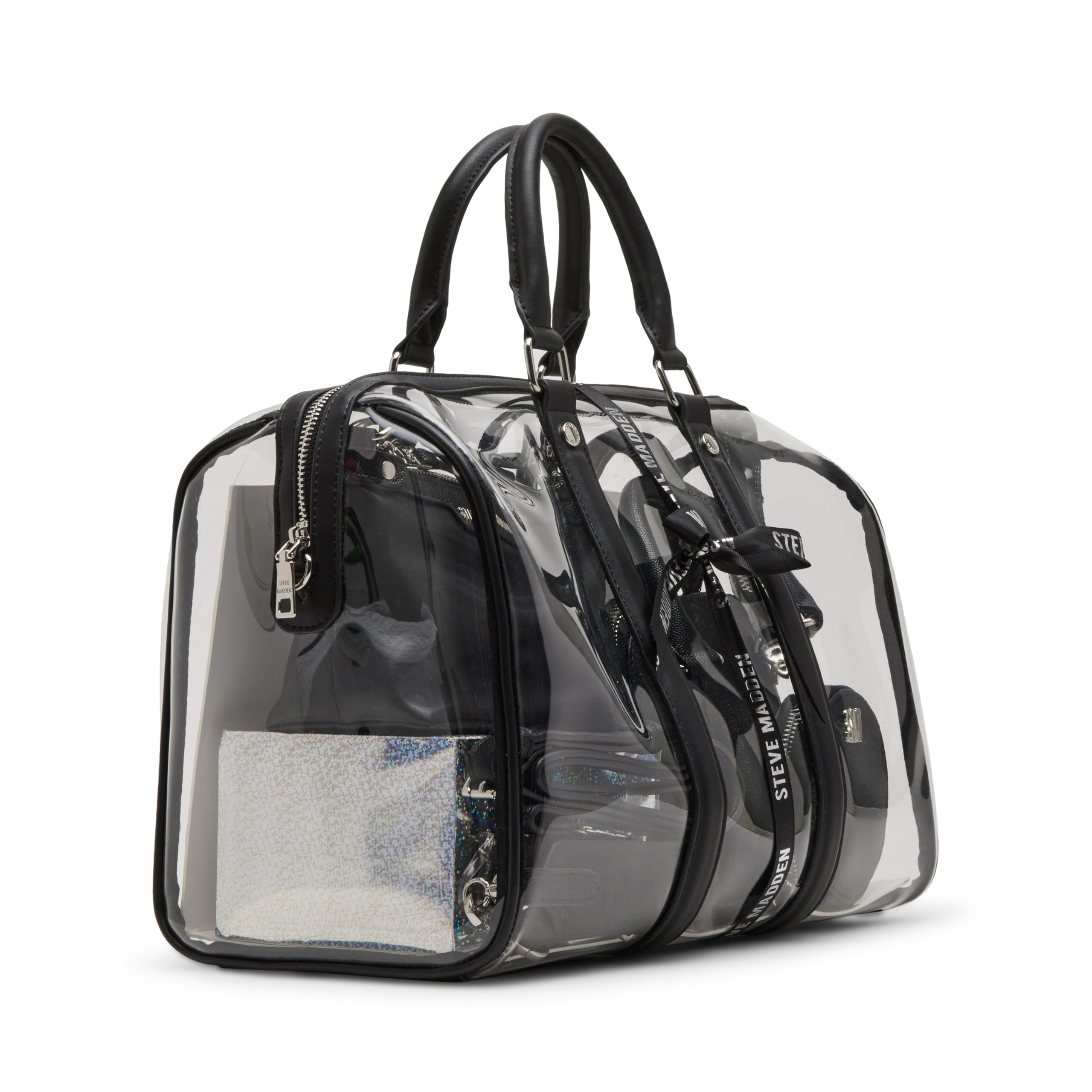 Steve Madden Warren Satchel Handbag Gift Set - Black Leather Crossbody Purse for Women, Perfect for Work, Travel & Everyday Use