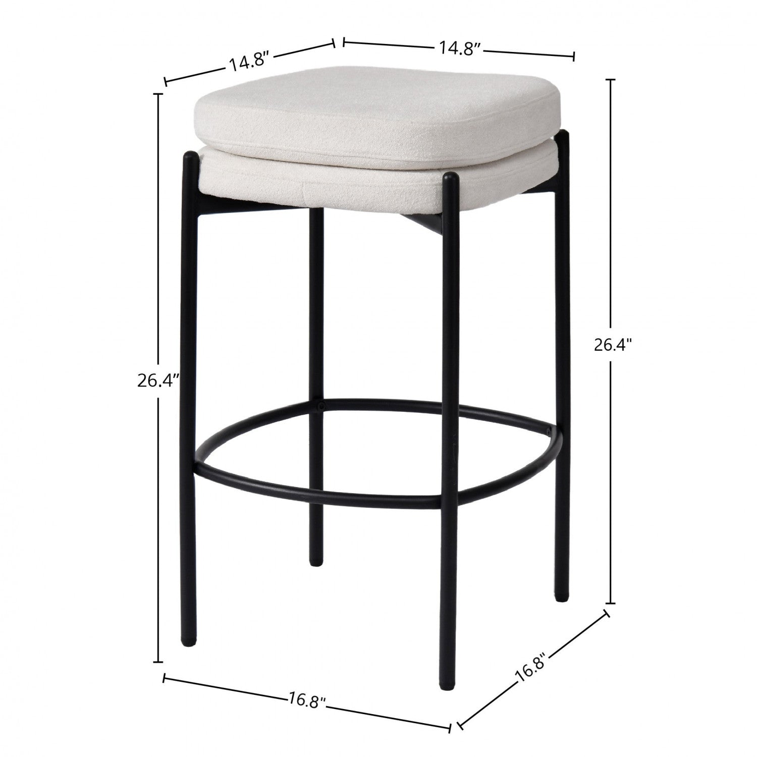 Caelen Counter Stool Set of 2 - Modern Kitchen Bar Stools with Comfortable Upholstered Seat in Oatmeal Fabric - Perfect for Breakfast Bars, Kitchen Islands & Home Decor
