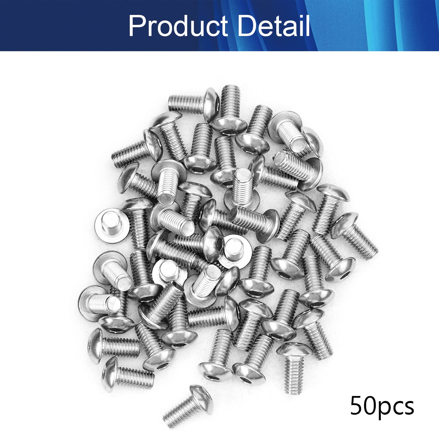 50Pcs M5x10mm Hex Socket Head Screws - Carbon Steel Fasteners for Furniture Assembly