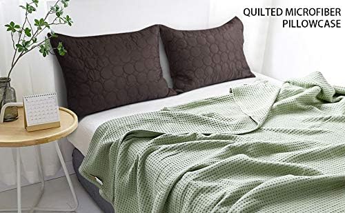 NTBAY 2 Pack Standard Quilted Microfiber Pillowcases (20x26 Inches) - Soft Hypoallergenic Pillow Covers for Bedroom, Hotel, Travel & Home Decor