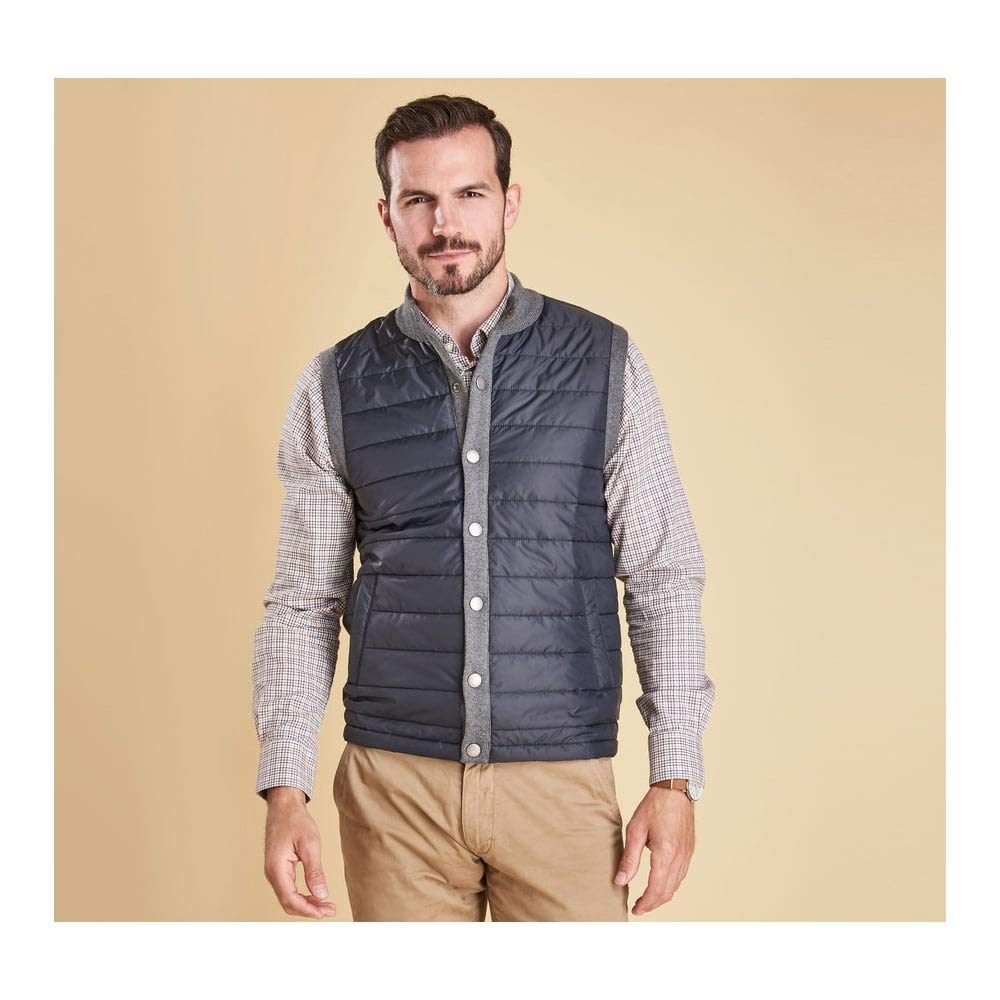 Barbour Men's Quilted Gilet Vest - Grey, Small Size | Warm & Stylish Layering for Outdoor Activities & Casual Wear