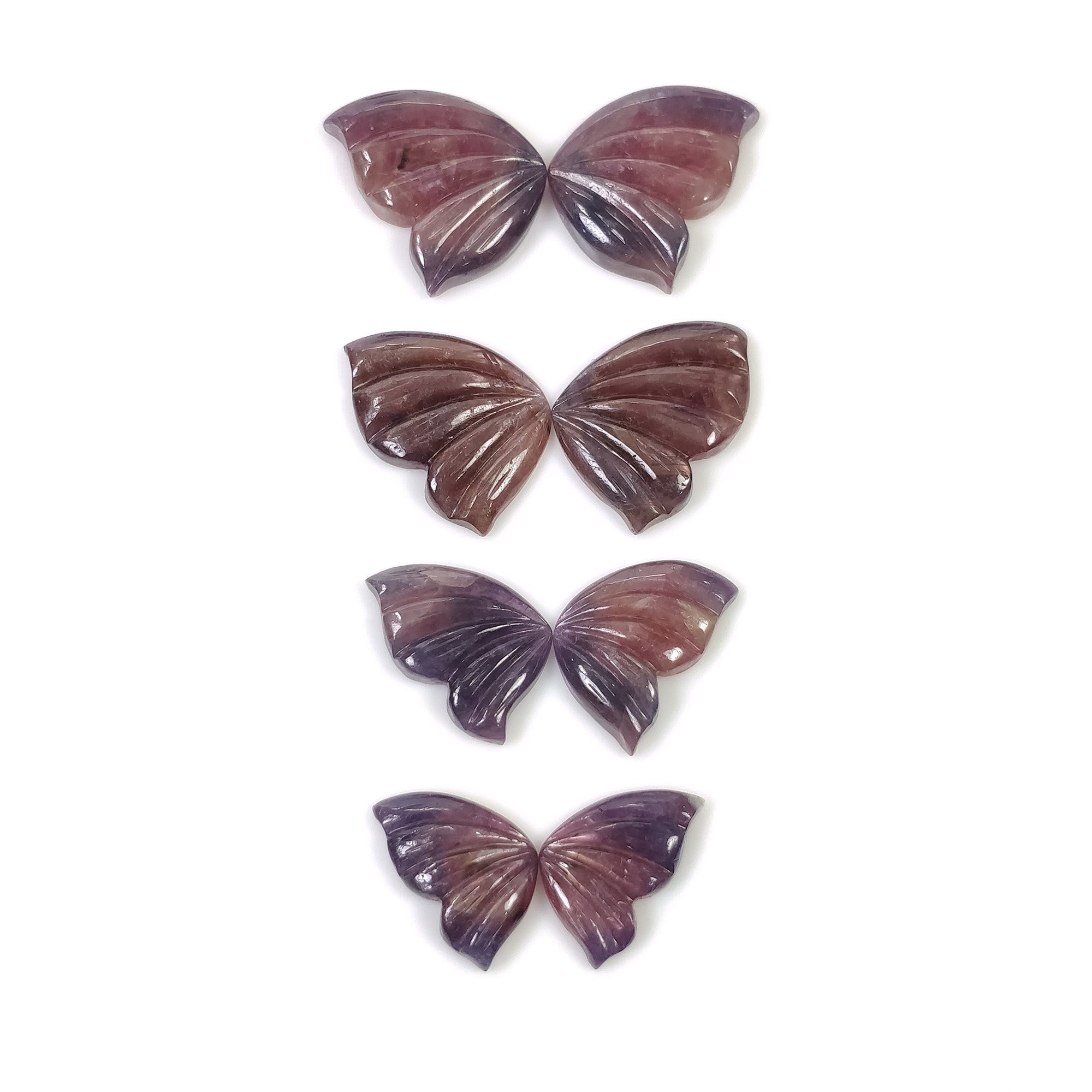 Natural Untreated Bi-Color Sapphire Hand-Carved Butterfly Pair - Multi Sapphire Gemstone Carving Jewelry for Women | Perfect for Wedding, Anniversary & Special Occasion Gifts