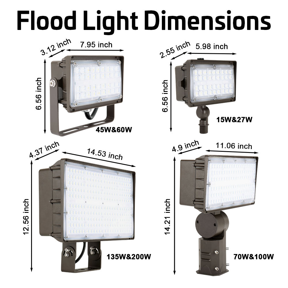 45W LED Outdoor Flood Light - 5,650 Lumens, 5000K Daylight White, 120-277V Wide Voltage, 100W Equivalent - Perfect for Backyard, Garden, Parking Lot & Security Lighting