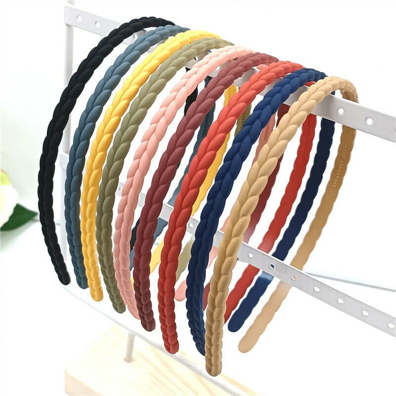BAKEFY Women's Non-Slip Braided Headbands - 6 Pack Fashion Hair Accessories with Resin Teeth Comb for Girls & Women - Perfect for Workouts, Yoga, and Everyday Styling