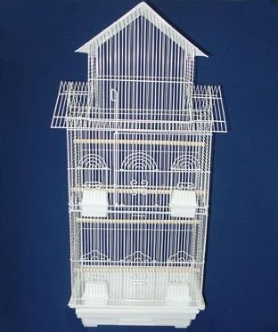 White Tall Pagoda Top Small Bird Cage - Decorative Home Decor for Finches, Canaries & Pet Birds | Perfect for Indoor & Outdoor Use