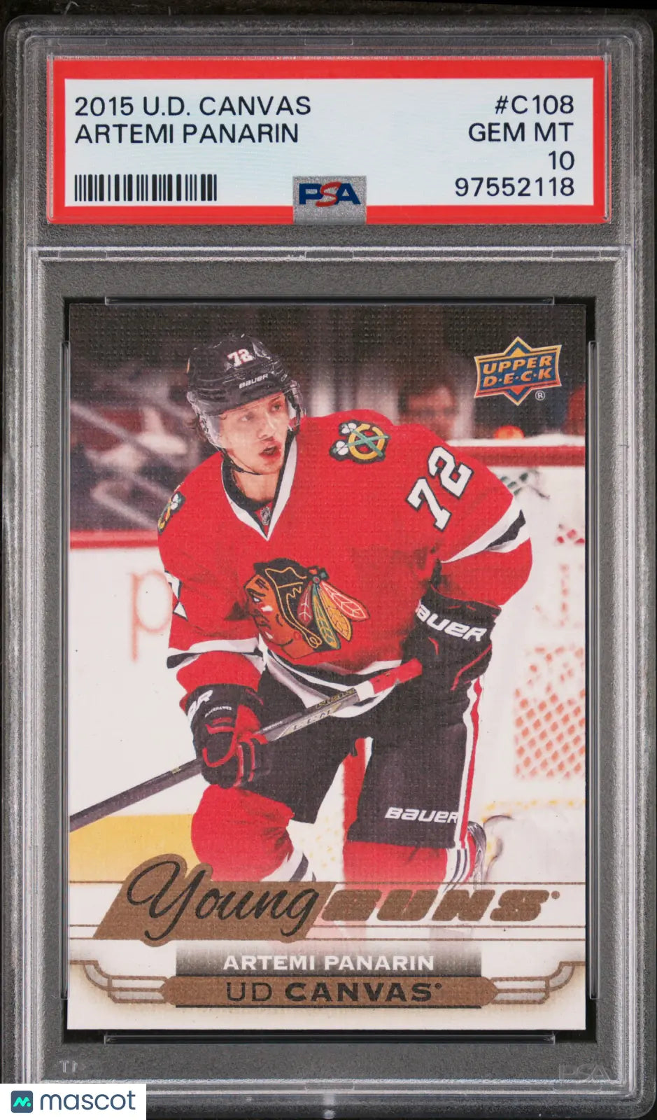 2015 Upper Deck Series 1 Hockey UD Canvas Young Guns Artemi Panarin PSA 10 #C108 - Rare Collectible Hockey Card for Display & Investment