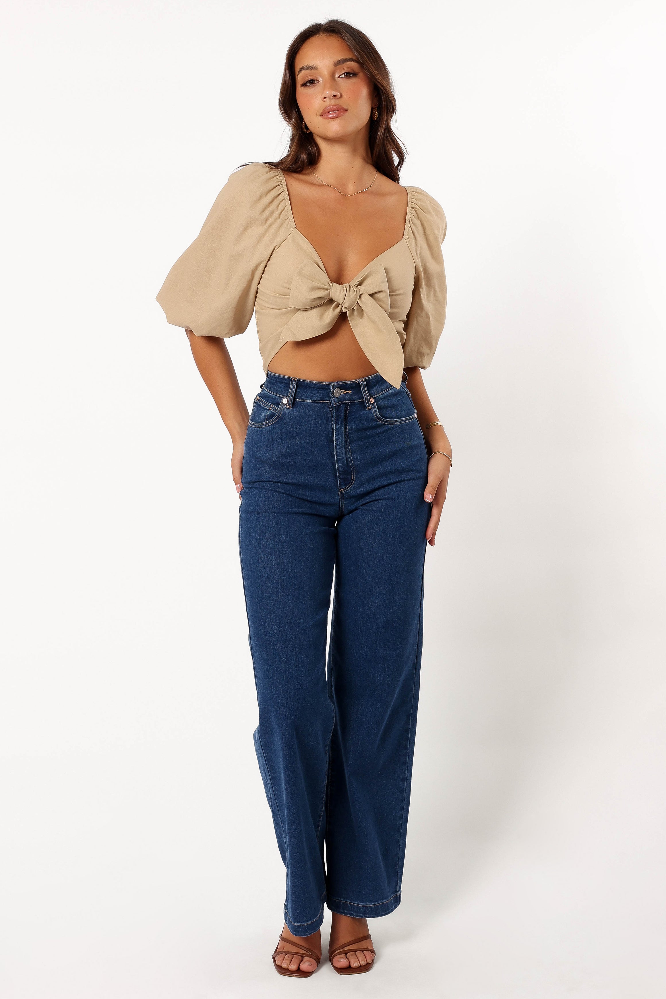 Celine Women's Tan Top - Stylish Casual Blouse for Everyday Wear, Office & Date Night Outfits