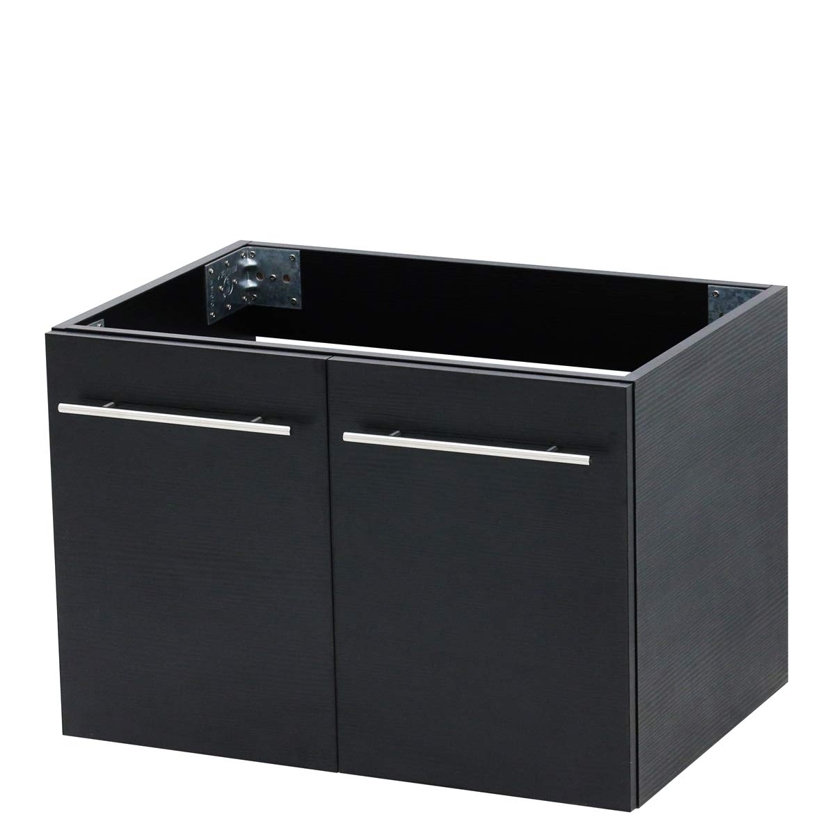 Wall Mount Floating Bathroom Vanity Sink Set with Black Vanity & Flat Stone Countertop - 24 Inch Modern Ceramic Basin for Small Bathroom, Powder Room or Master Bath Remodel