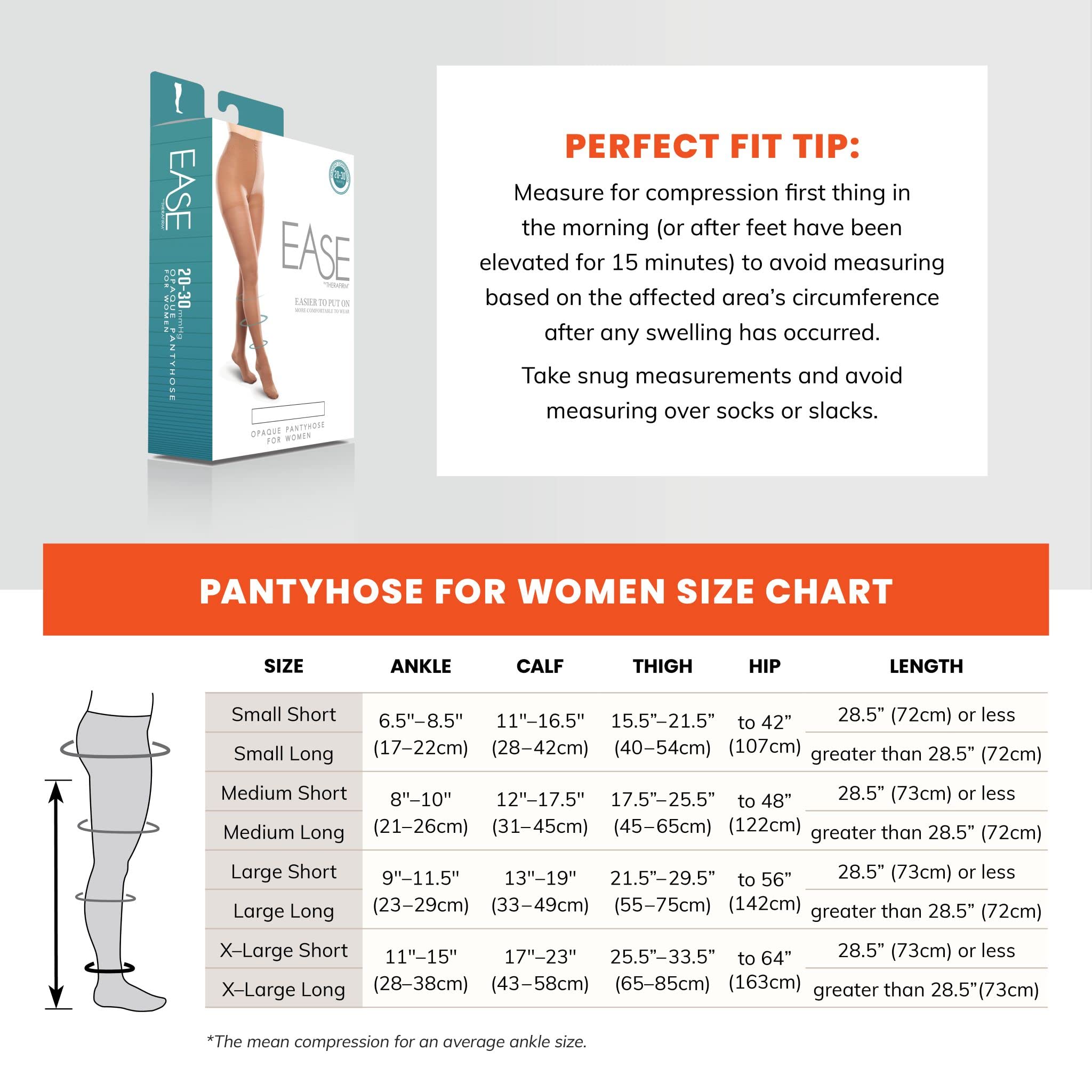 Ease Opaque Women's Support Pantyhose - 30-40mmHg Firm Graduated Compression Stockings for Varicose Veins & Swelling Relief - Perfect for Travel, Work & Daily Comfort