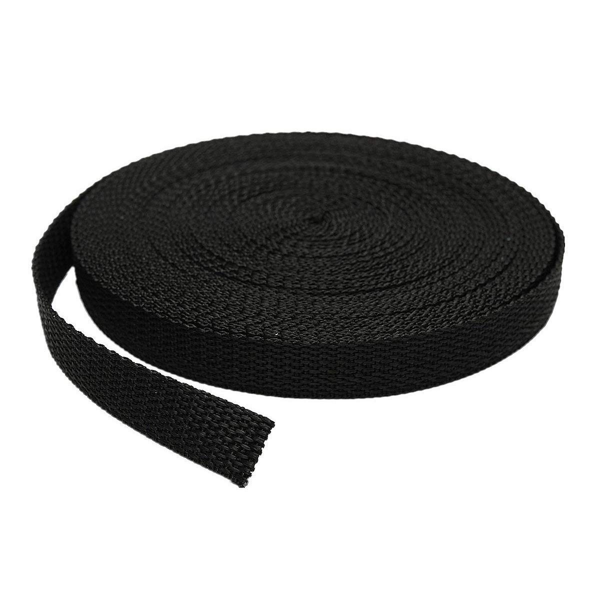 1 Roll 10 Yards 0.75 Inch Wide Heavy Duty Nylon Webbing Strap - Black | DIY Luggage Straps, Dog Leashes, Outdoor Gear, Hammocks, Furniture Repair | Perfect for Camping, Hiking, Home Improvement & Crafts