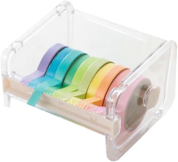 Clear Washi Tape Dispenser with Cutter - Desktop Organizer for Office & DIY Craft Supplies - Perfect for Scrapbooking, Gift Wrapping & Stationery Storage
