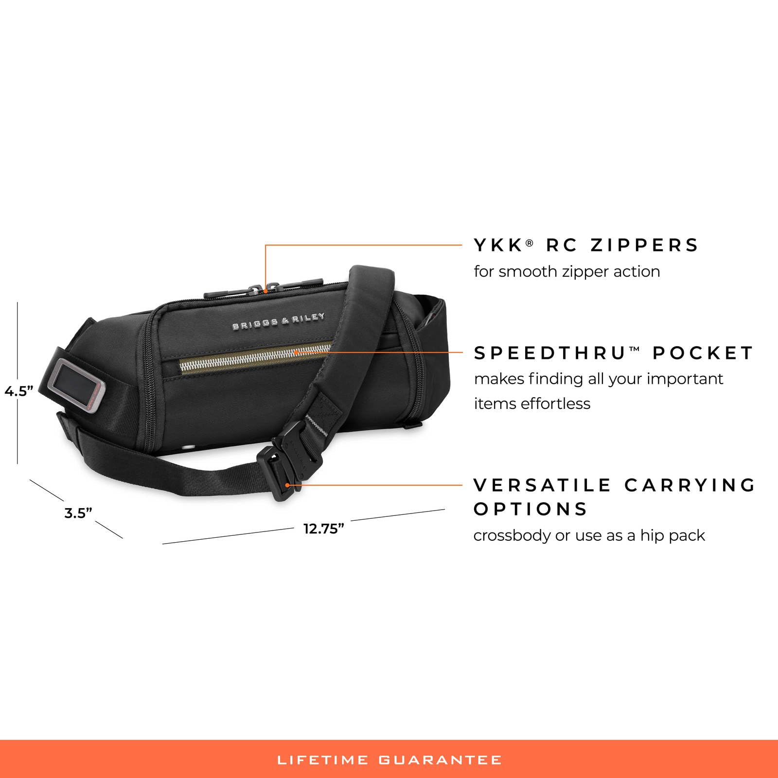 Briggs & Riley HTA Sling Bag - Lightweight Travel Backpack for Men & Women, Water-Resistant Black Crossbody Bag with USB Charging Port | Perfect for Commuting, Hiking & Everyday Carry