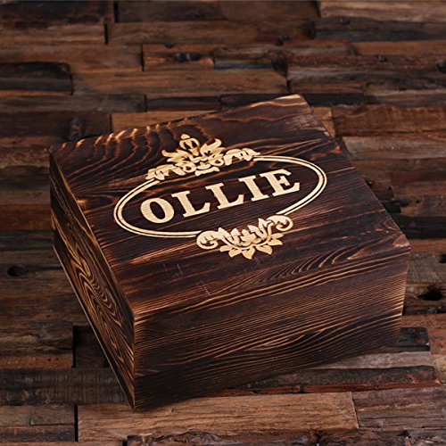 Teals Prairie & Co. Personalized Engraved Whiskey Decanter Set - 4 Crystal Whiskey Glasses & Premium Wood Gift Box - Perfect for Anniversary, Birthday & Housewarming Gifts