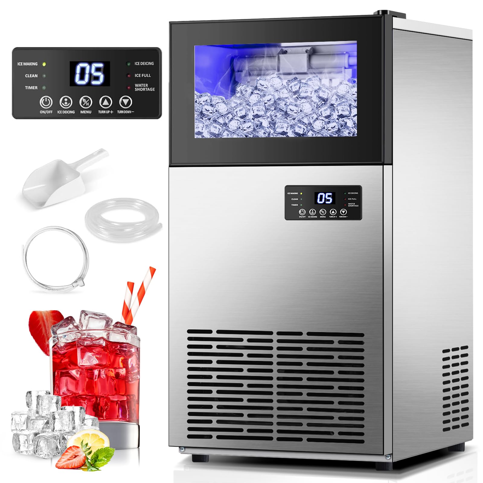 TAZPI Commercial Ice Maker 130 LBS/24H - Upgraded 15