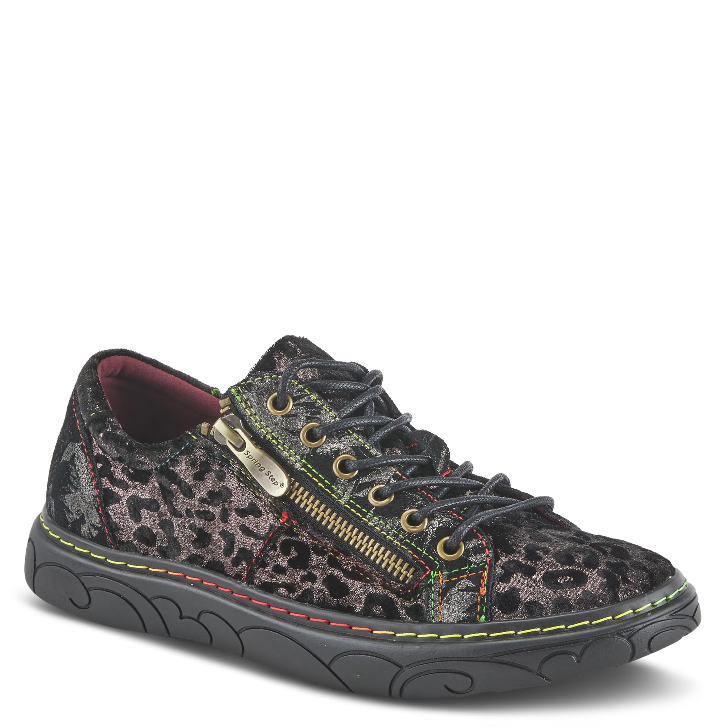 Spring Step L'Artiste Danli-Cheeta Women's Fashion Sneakers - Animal Print Casual Shoes with Zipper & Adjustable Laces | Perfect for Streetwear, Work & Everyday Comfort