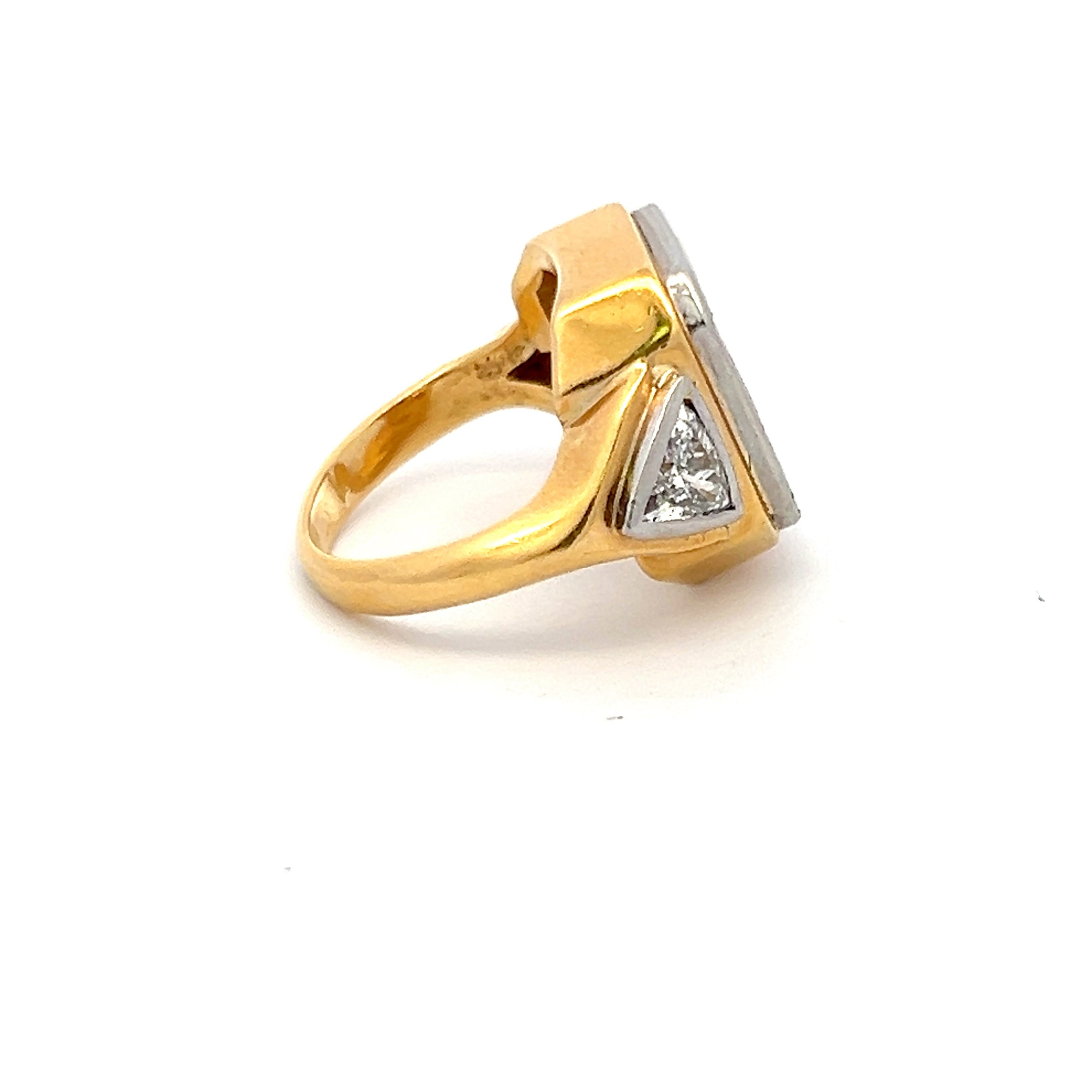 0.70 Carat Triangular G VS1 Diamond 18K Two-Tone Gold Semi Mount Ring - Perfect for Engagement, Wedding, Anniversary & Special Occasions