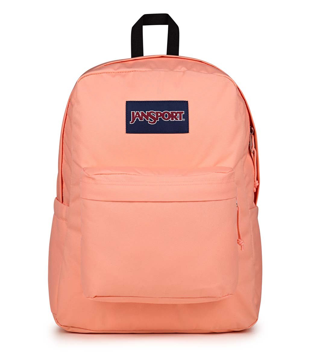 JanSport SuperBreak Plus Backpack - Lightweight Laptop Backpack for School & Travel, Durable Peach Pink Daypack with Front Utility Pocket | Perfect for College Students, Commuters & Outdoor Adventures