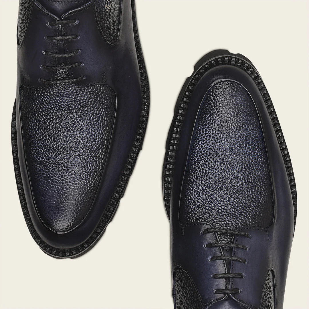 Franco Cuadra Men's Navy Casual Deer Leather Platform Moccasins - Comfortable Slip-On Shoes for Outdoor, Travel & Everyday Wear