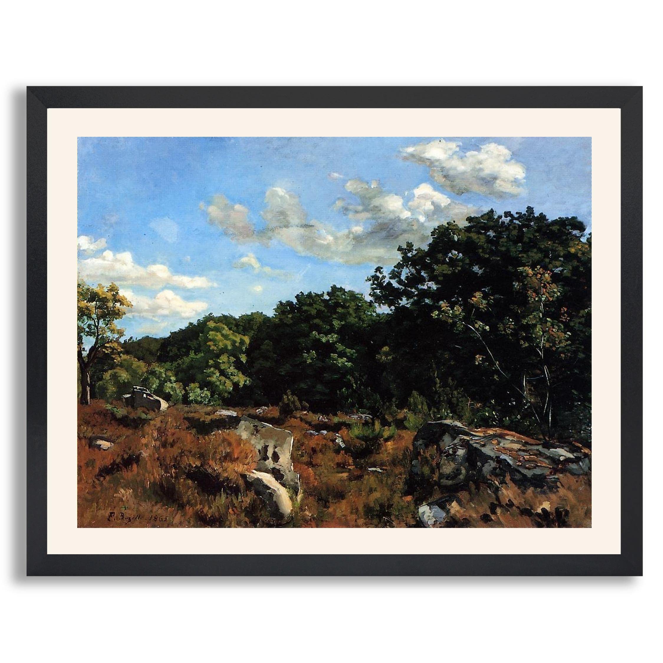 Frederic Bazille Landscape at Chailly Framed Art Print - Premium Canvas Painting Reproduction in Wood Frame - Wall Decor for Living Room, Office & Bedroom - Perfect Home Gift & Interior Design Accent