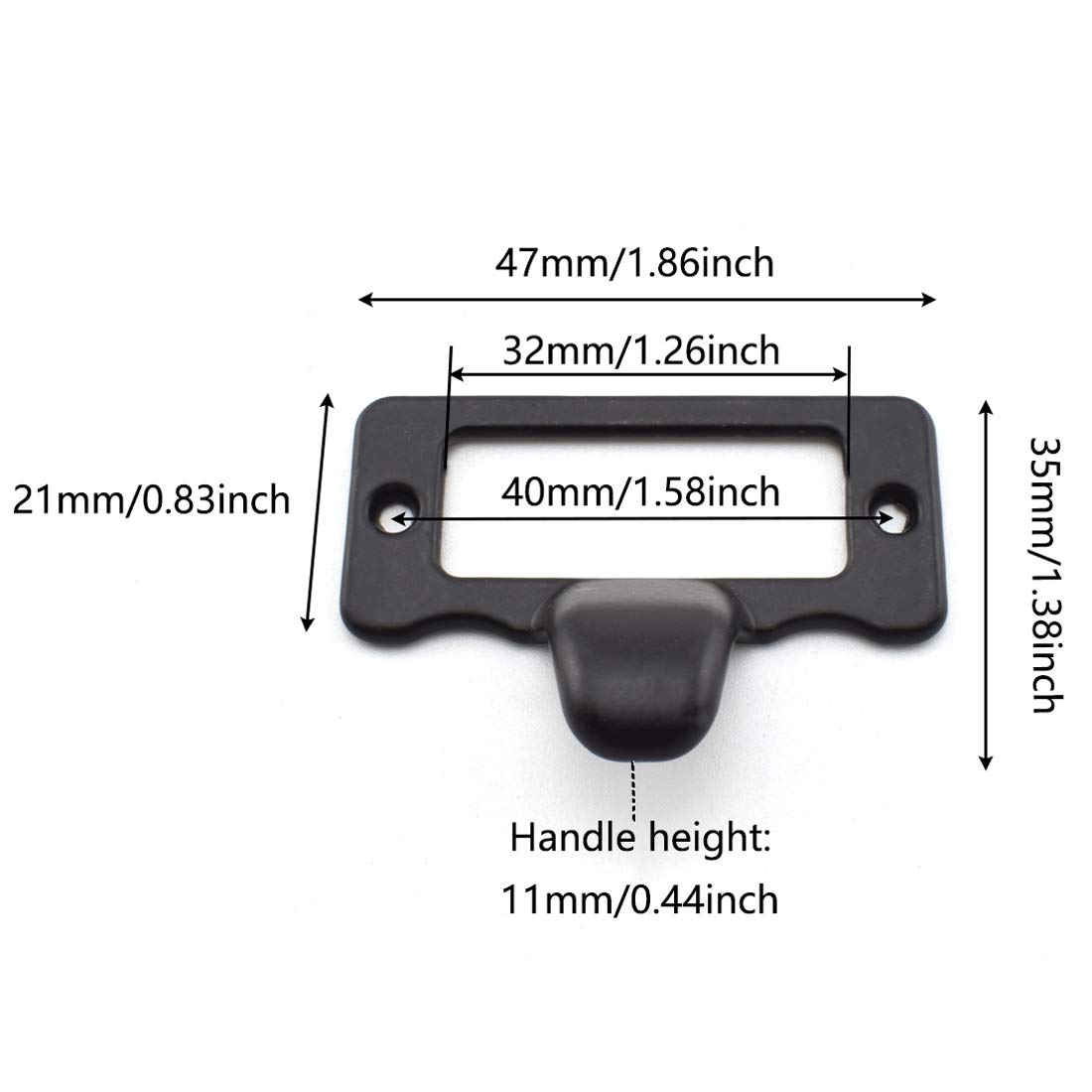 10-Pack Vintage Black Zinc Alloy Antique Label Holder Pull Handles - Drawer Cabinet Shelf Dresser Toolcase Tag Frames for Home Office Organization & Storage Solutions