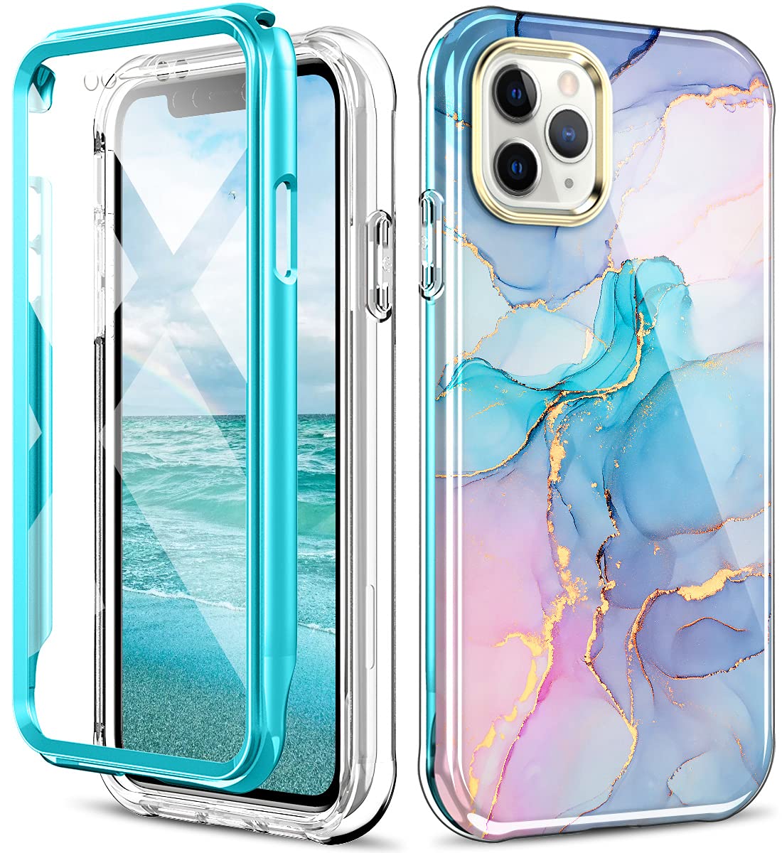 **Shockproof Rugged TPU Case with Built-in Screen Protector for iPhone 11 Pro Max (6.5 Inch) – Lightweight, Stylish Full-Body Protection – Marble Design – Perfect for Outdoor, Travel & Daily Use**