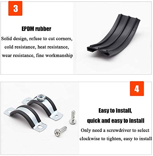 20pcs RZiioo Rubber P Clamps - Hose Pipe Fuel Line Mounting Clamps with Hexagonal Screws & Nuts, 15mm - Ideal for Automotive, Plumbing & DIY Projects