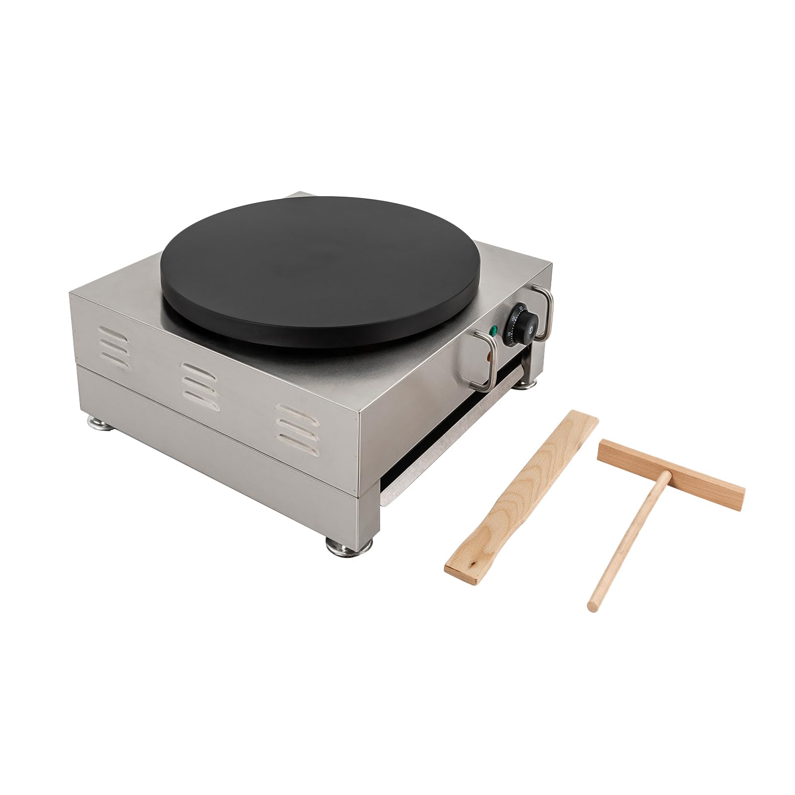 Commercial Electric Crepe Maker Machine - 16 Inch Non-Stick Large Griddle with Adjustable Temperature 50-300°C, 1650W 110V Stainless Steel Pancake Maker - Perfect for Restaurants, Cafes, and Home Breakfast Cooking