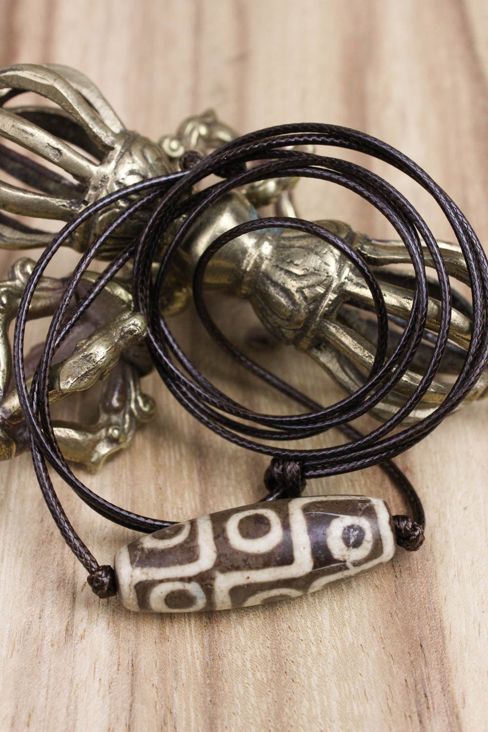 Authentic Nine-Eyed Dzi Bead Necklace - Tibetan Buddhist Mala for Protection & Good Luck | Spiritual Jewelry for Meditation, Energy Healing & Fashion Accessory