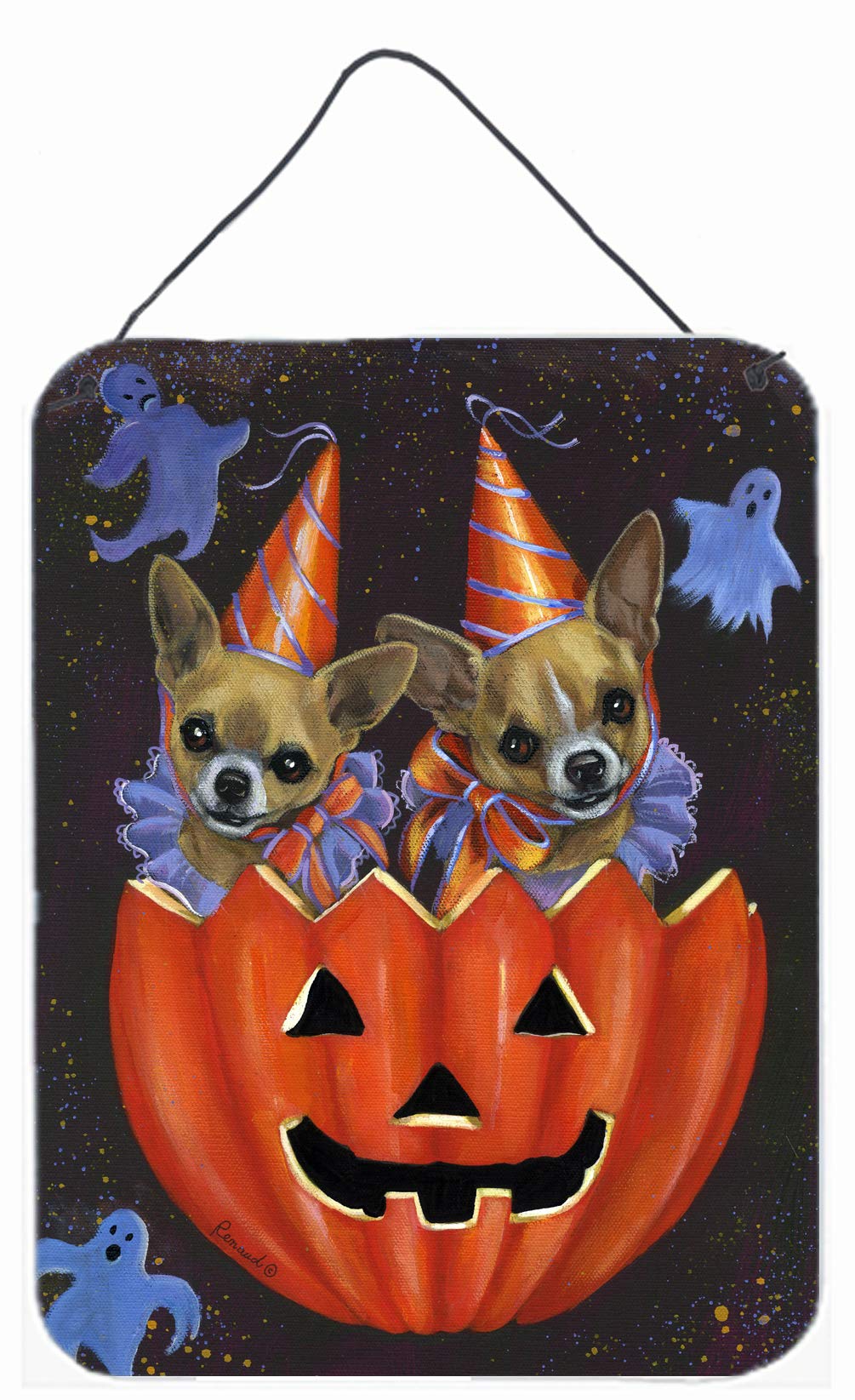 Caroline's Treasures Chihuahua Halloween Metal Wall Sign - 12x16 Inch Multicolor Aluminum Plaque for Kitchen, Bar, Bathroom & Front Door Decor | Halloween Home Decoration & Gift Idea